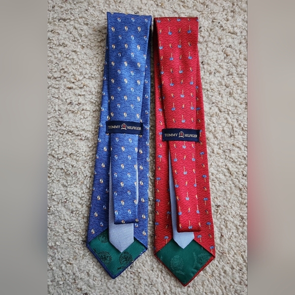Tommy Hilfiger Mens Dress Tie Bundle Sail Boat Pineapple Palm Beach 100% Silk - Picture 2 of 7